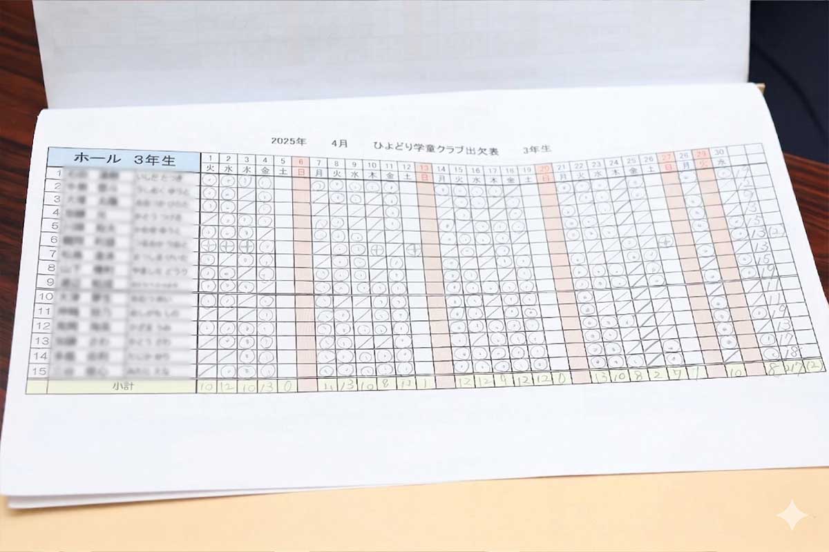 以前利用していた出欠管理用名簿